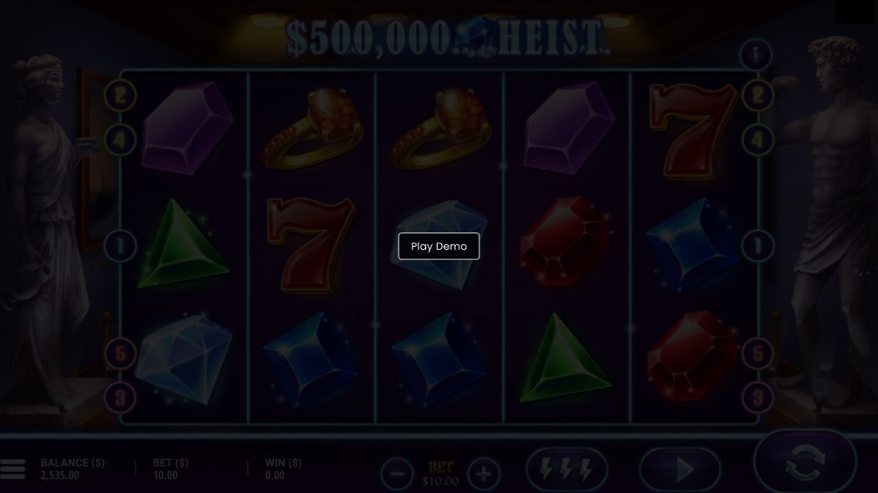 Title screen for 500k Heist slot game
