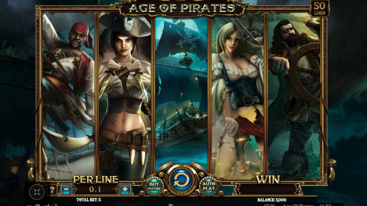 Title screen for Age Of Pirates slot game