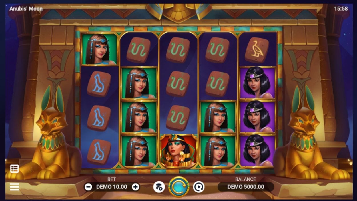 Title screen for Anubis’ Moon slot game
