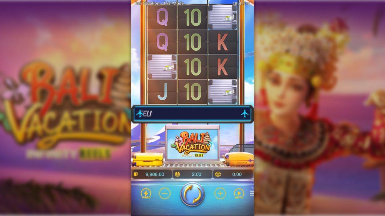 Title screen for Bali Vacation Infinity Reels slot game