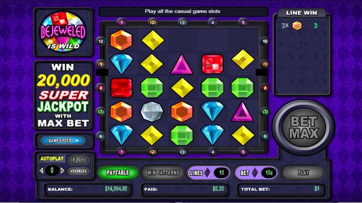 Title screen for Bejeweled slot game