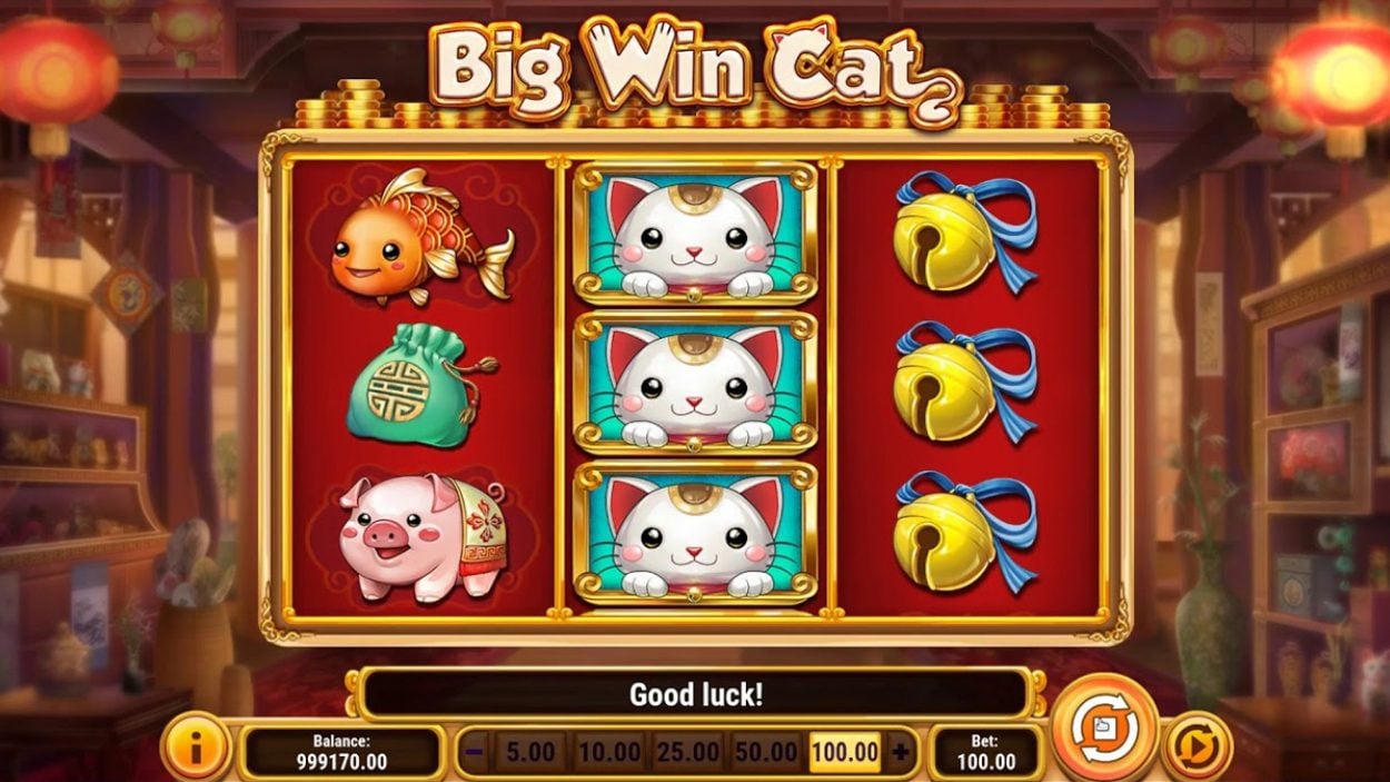 Title screen for Big Win Cat Slots Game