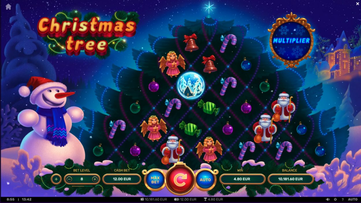 Title screen for Christmas Tree slot game