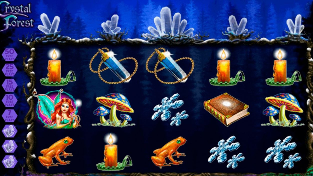 Title screen for Crystal Forest Slots Game