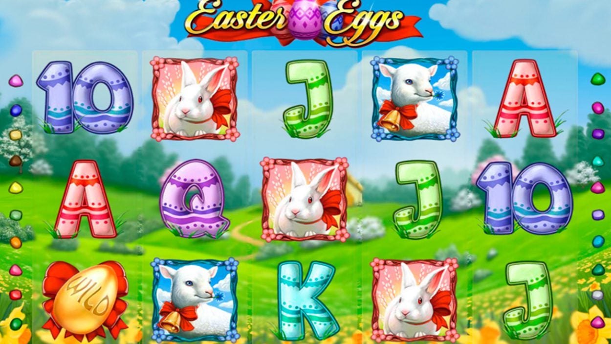 Title screen for Easter Eggs slot game