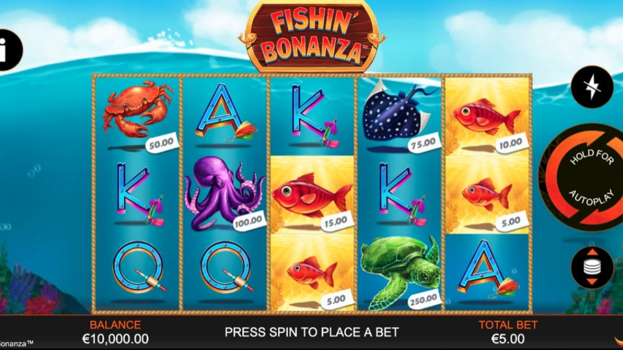 Title screen for Fishin’ Bonanza slot game