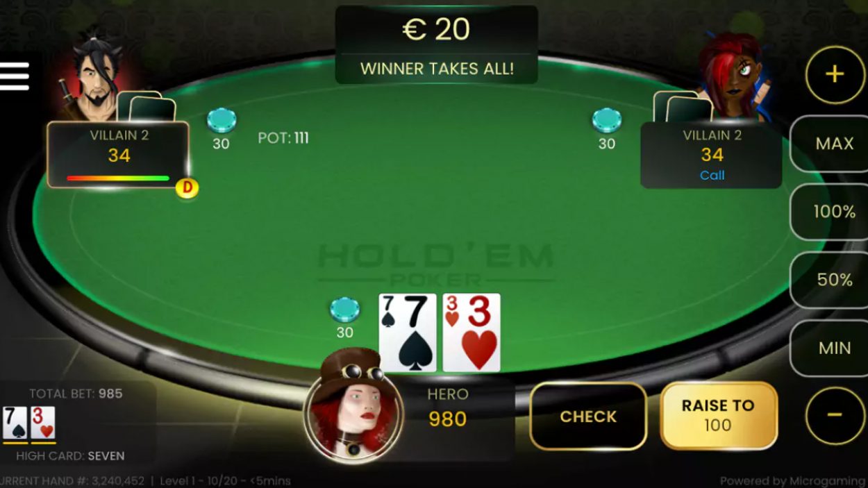 Title screen for Hold’em Poker 3 slot game