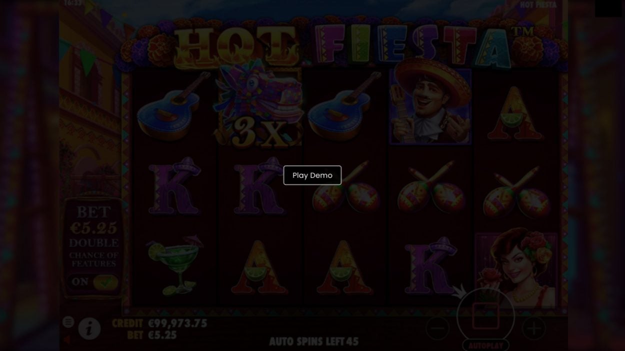 Title screen for Hot Fiesta slot game