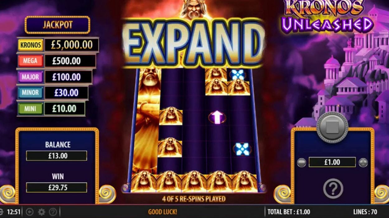 Title screen for Kronos Unleashed Slots Game