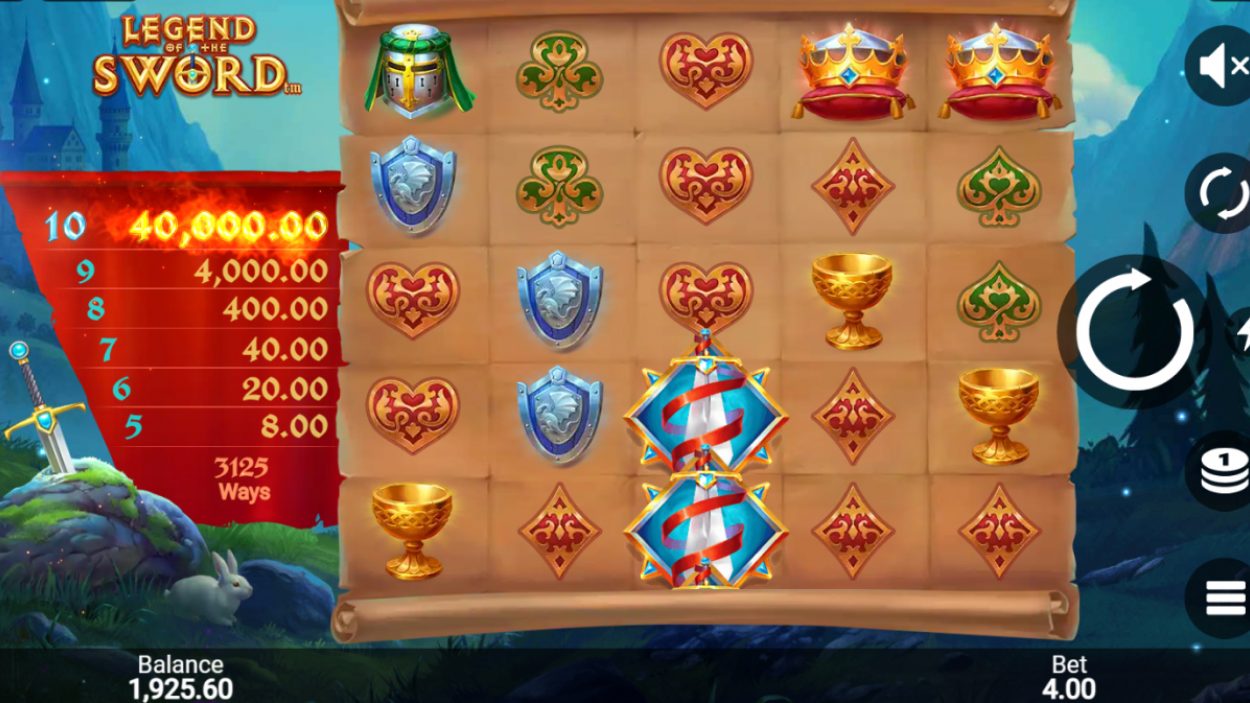 Title screen for Legend of the Sword slot game