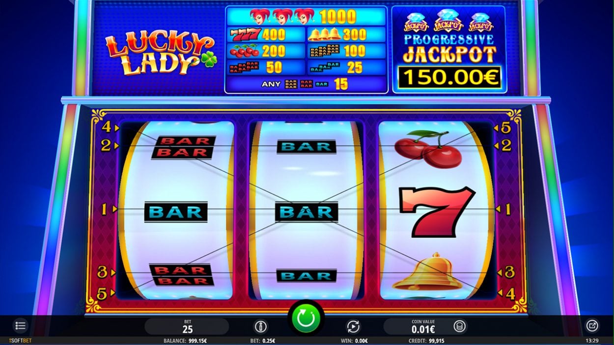 Title screen for Lucky Lady slot game
