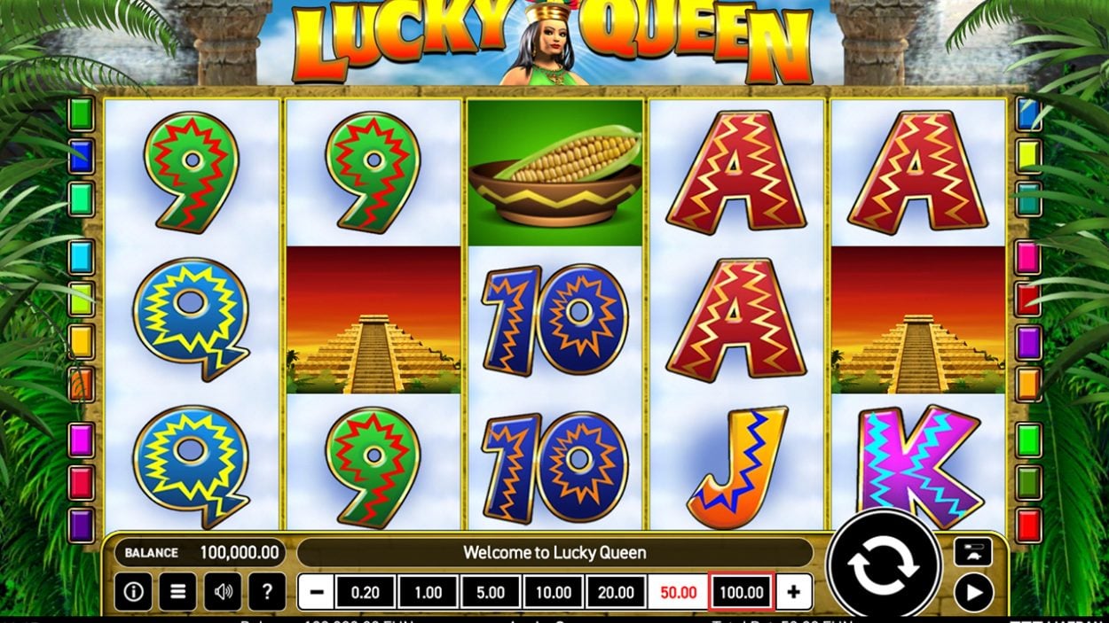 Title screen for Lucky Queen slot game