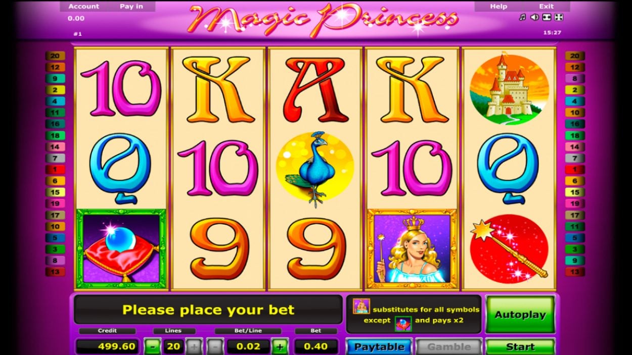 Title screen for Magic Princess Slots Game