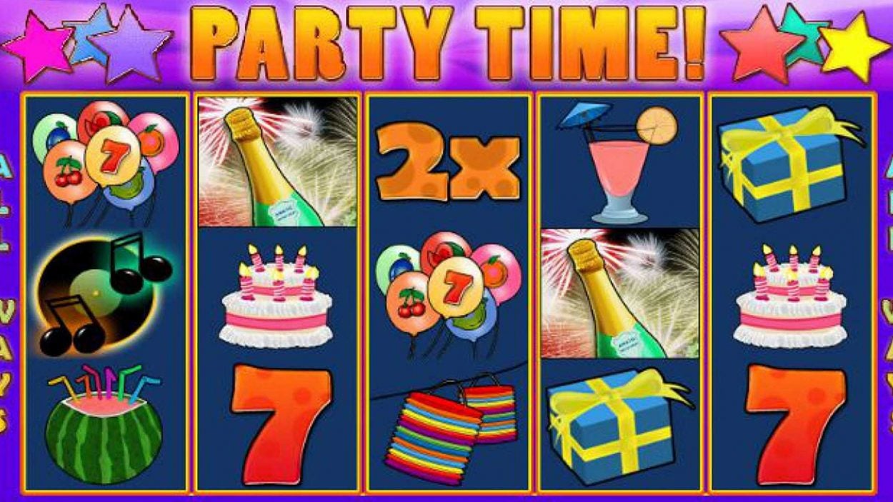 Title screen for Party Time slot game
