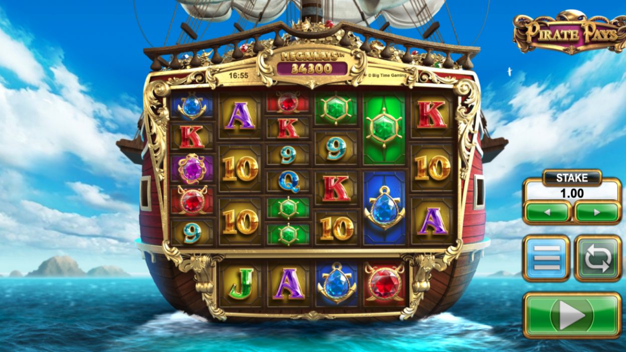 Title screen for Pirate Pays MegaWays slot game
