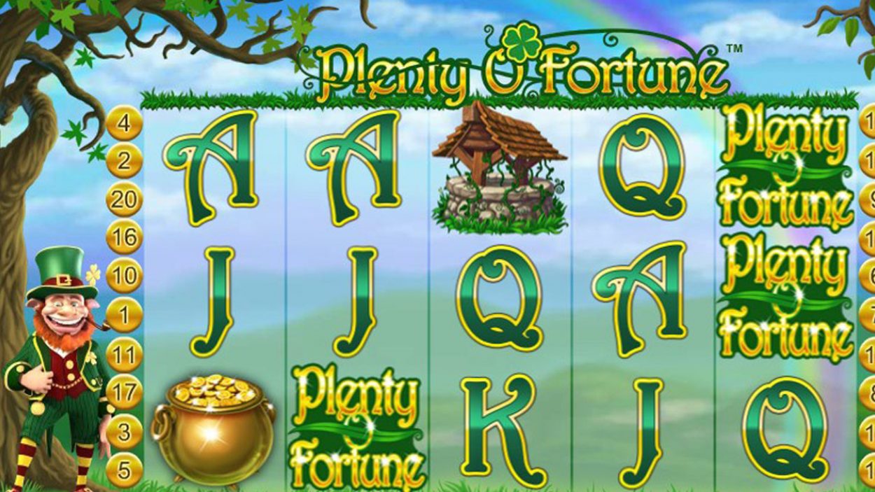 Title screen for Plenty O'Fortune Slots Game