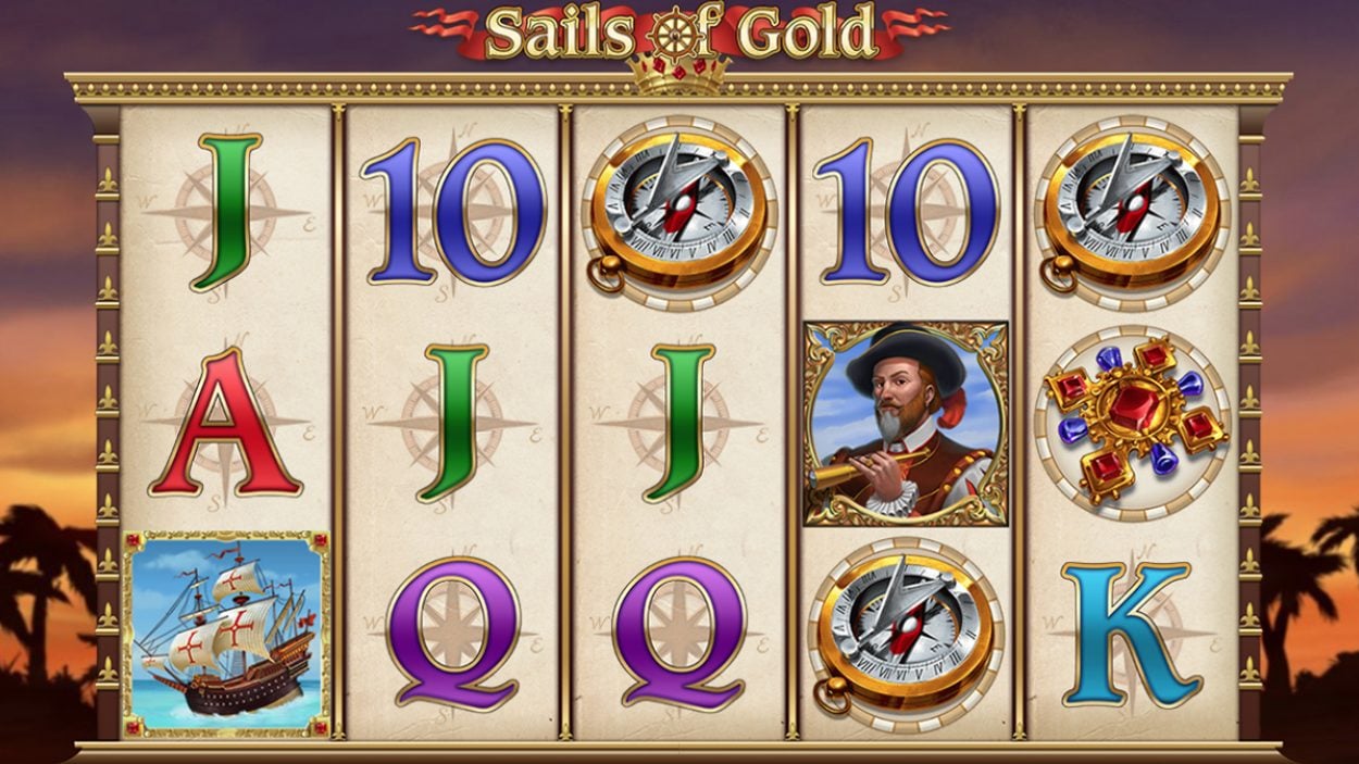 Title screen for Sails of Gold Slots Game