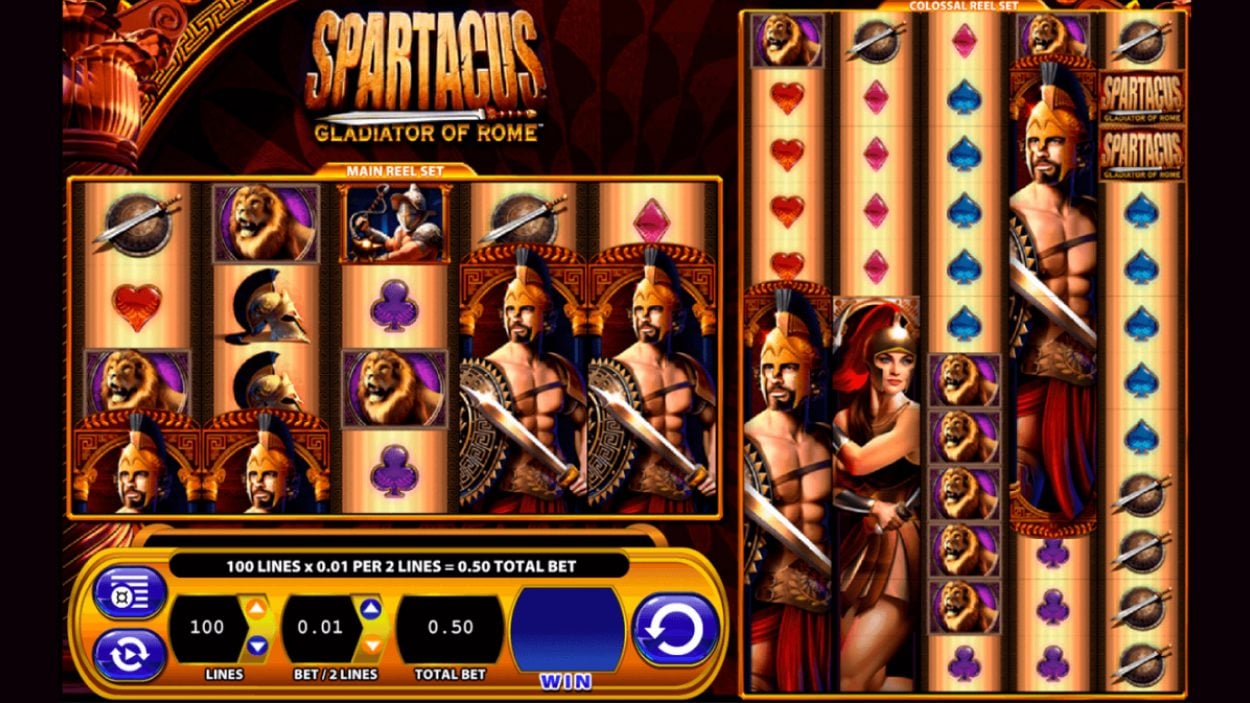 Title screen for Spartacus Gladiator of Rome slot game