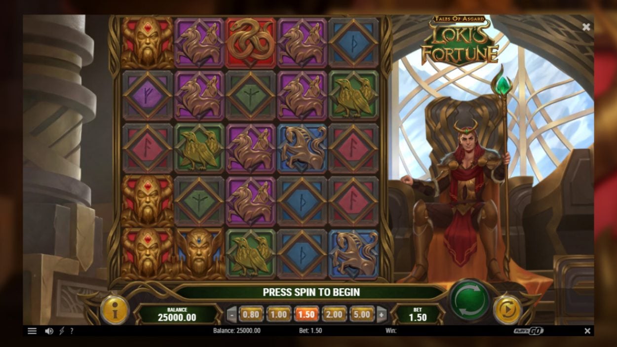 Title screen for Tales of Asgard: Loki's Fortune slot game