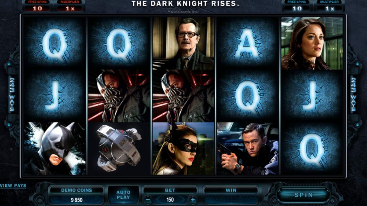 Title screen for The Dark Knight Rises Slots Game