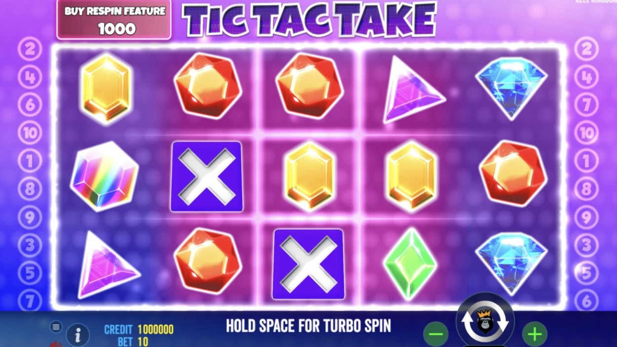Title screen for Tic Tac Take slot game