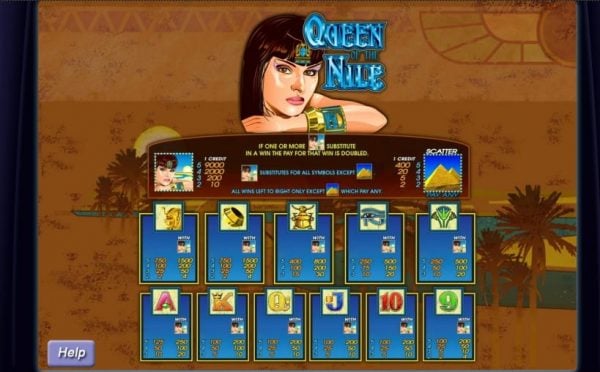 Queen of the Nile paytable